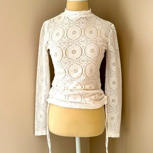 White side tie lace top